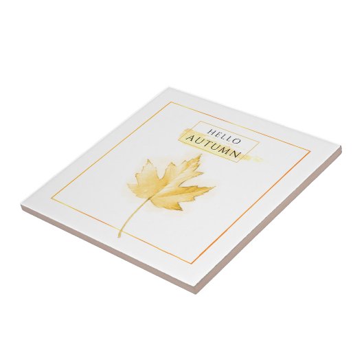 Elegant en Trendy Golden Autumn Leaf Drawing Tegeltje (Zijkant)