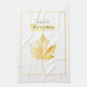 Elegant en Trendy Golden Autumn Leaf Drawing Theedoek