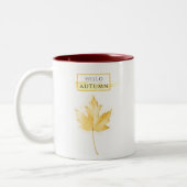 Elegant en Trendy Golden Autumn Leaf Drawing Tweekleurige Koffiemok (Links)