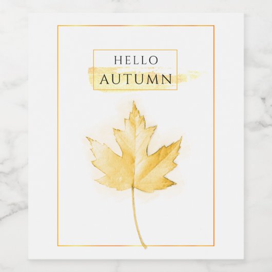 Elegant en Trendy Golden Autumn Leaf Drawing Wijn Etiket (Enkel label)