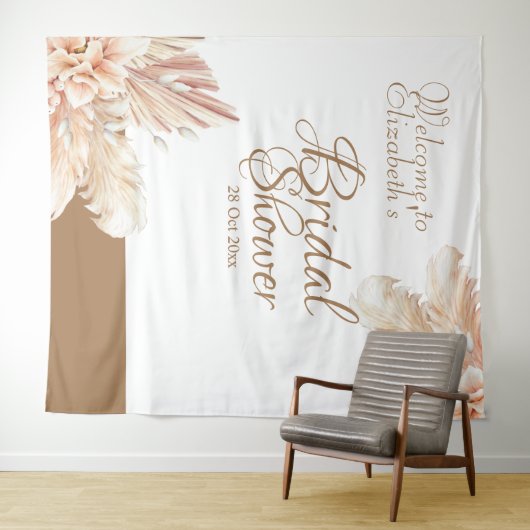 Elegant en trendy Pampas gras L Wit Bruin Wandkleed (In Situ (horizontaal))