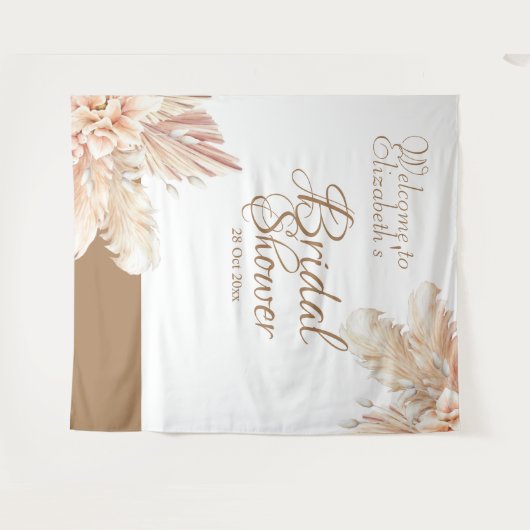 Elegant en trendy Pampas gras L Wit Bruin Wandkleed (Voorkant (horizontaal))