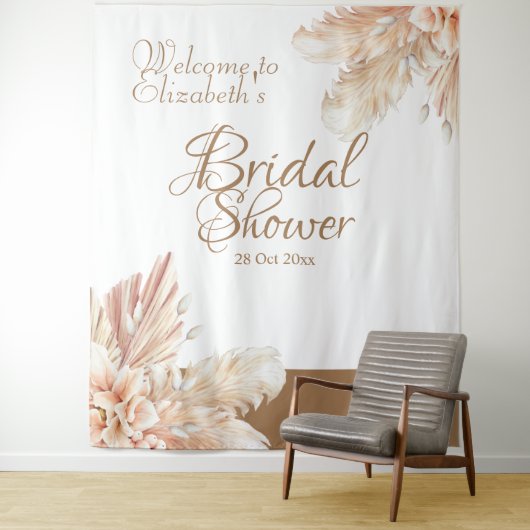 Elegant en trendy Pampas gras L Wit Bruin Wandkleed (In situ)