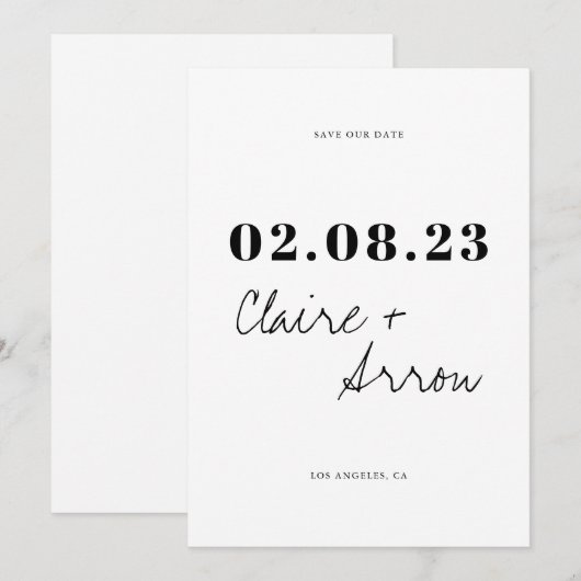 Elegant en Trendy Wedding Save the Date Kaart (Voorkant / Achterkant)