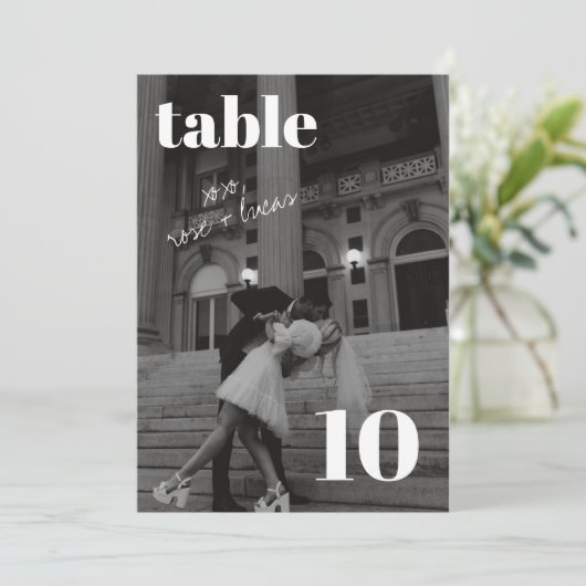 Elegant en Trendy Wedding Table Number Kaart (Staand voorkant)