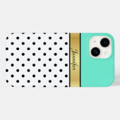 Elegant en uniek lichtgroen Turquoise Polka Dot Case-Mate iPhone Case (Achterkant (horizontaal))