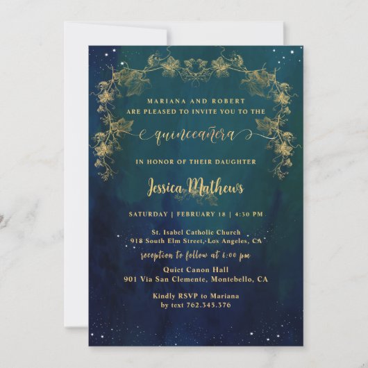 Elegant en unieke Sterrennacht Quinceañera Kaart (Voorkant)