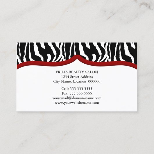 Elegant en Vet Zebra Print Visitekaartje (Achterkant)