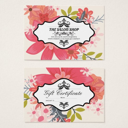 Elegant- en Vetflessencadeaubon Visitekaartje (Voorkant /achterkant)