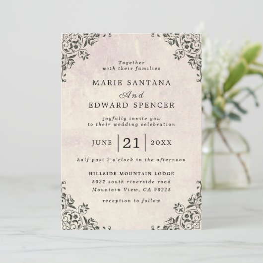 Elegant en vrolijke bruiloft kaart (Staand voorkant)