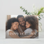 Elegant en vrolijke feestdagen | Eén foto Navyblau Feestdagenkaart (Staand voorkant)