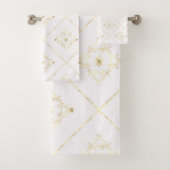 ELEGANT EN WITTE GOLD BATHROOM TOWEL SET BAD HANDDOEK (Insitu)