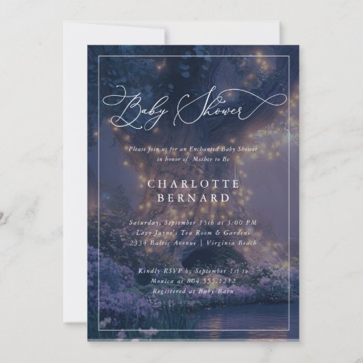 Elegant Enchanted Forest Baby shower Invitation Kaart (Voorkant)