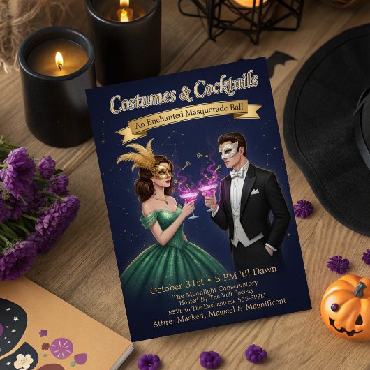 Elegant Enchanted Masquerade Ball Halloween Party Kaart