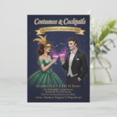 Elegant Enchanted Masquerade Ball Halloween Party Kaart (Staand voorkant)