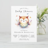 Elegant Enchanted Owl Baby shower Kaart (Staand voorkant)