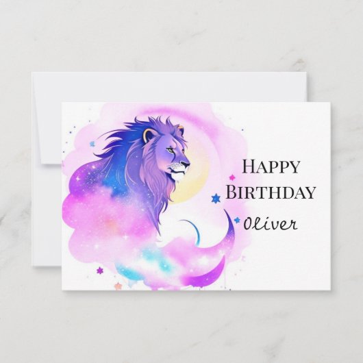 Elegant Enchanted Whimsical Lion Birthday Kaart (Voorkant)