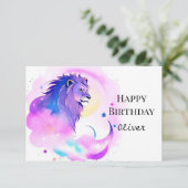 Elegant Enchanted Whimsical Lion Birthday Kaart (Staand voorkant)