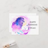 Elegant Enchanted Whimsical Lion Birthday Kaart (Voorkant / Achterkant in situ)