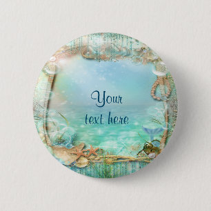 Elegant Enchanted Zee Beach Tropical Pin BUTTON