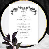Elegant Enchanting Black Garlands Monogram Wedding Kaart