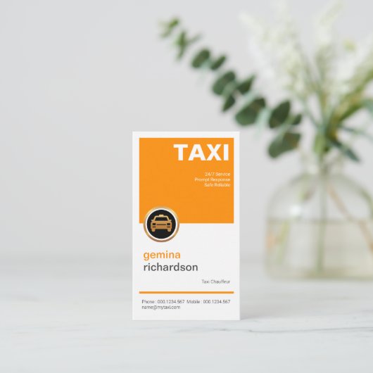 Elegant Energetic Simple Square Placard Taxi Visitekaartje (Staand voorkant)