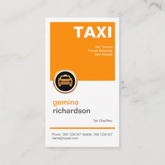 Elegant Energetic Simple Square Placard Taxi Visitekaartje (Voorkant)