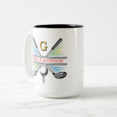 Elegant Energetisch Golf Monogram Ontwerp Tweekleurige Koffiemok (Voorkant links)