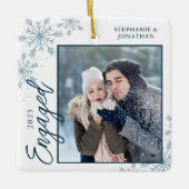 Elegant Engaged kerst Snowflakes Keramisch Ornament (Voorkant)
