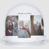 Elegant Engaged Married Script 3 Photo Collage Red Sneeuwbol (Achterkant)