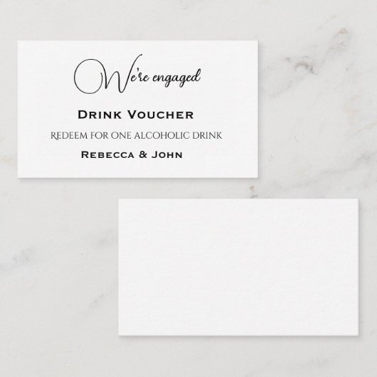 Elegant Engaged Party Drink Voucher Enclosure Card Visitekaartje (Voorkant / Achterkant)