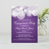 Elegant Engagement Party Glow & Sparkle Paars Kaart (Staand voorkant)