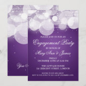 Elegant Engagement Party Glow & Sparkle Paars Kaart (Voorkant / Achterkant)