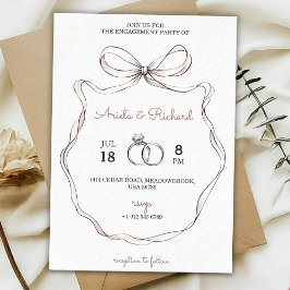 Elegant engagement party invitation with a bow kaart