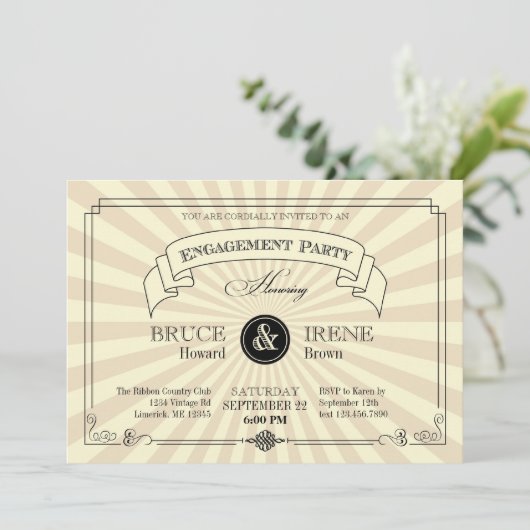 Elegant  Engagement Party Kaart (Staand voorkant)