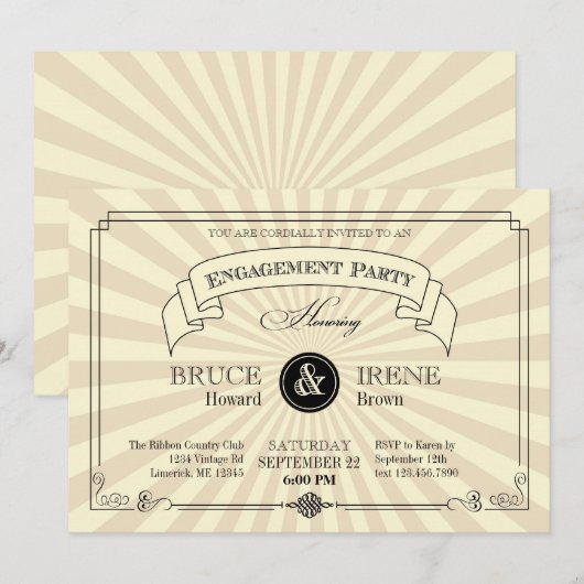 Elegant  Engagement Party Kaart (Voorkant / Achterkant)