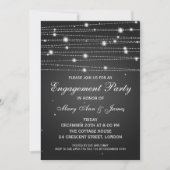 Elegant Engagement Party Sparging Lines Black Kaart (Voorkant)