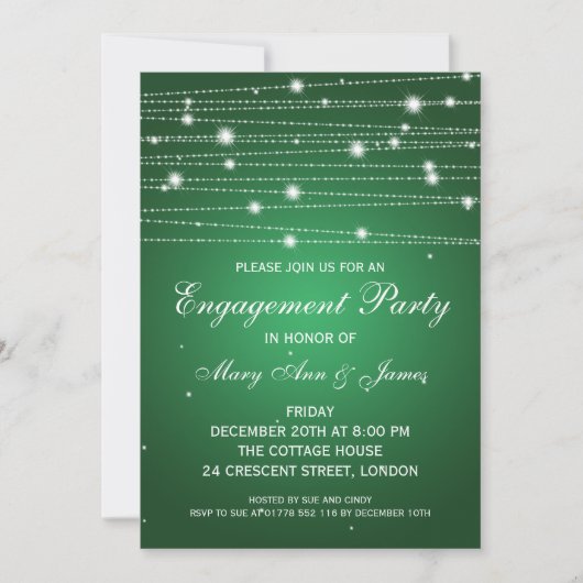 Elegant Engagement Party Sparging Lines Emerald Kaart (Voorkant)