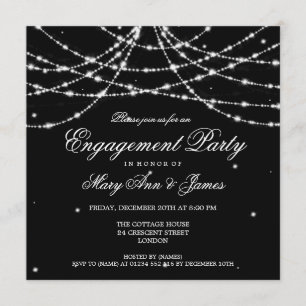 Elegant Engagement Party Sparging String Black Kaart