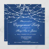 Elegant Engagement Party Sparging String Blue Kaart (Voorkant / Achterkant)