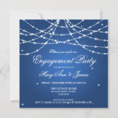 Elegant Engagement Party Sparging String Blue Kaart (Voorkant)