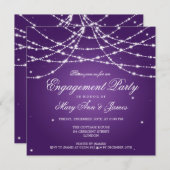 Elegant Engagement Party Sparging String Paars Kaart (Voorkant / Achterkant)