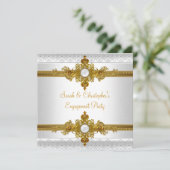 Elegant Engagement Party White Gold Jewel Kaart (Staand voorkant)