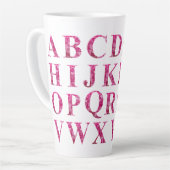 Elegant Engels alfabet in roze bloemenbelettering Latte Mok (Linkerhoek)
