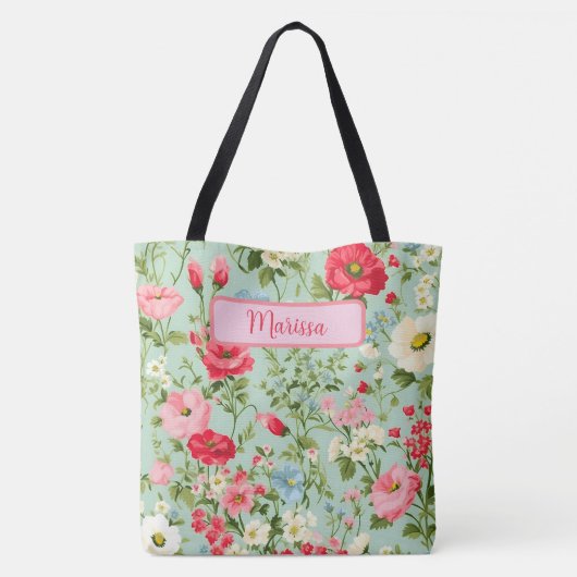 Elegant Engels Land Wildflower gepersonaliseerd Tote Bag (Achterkant)