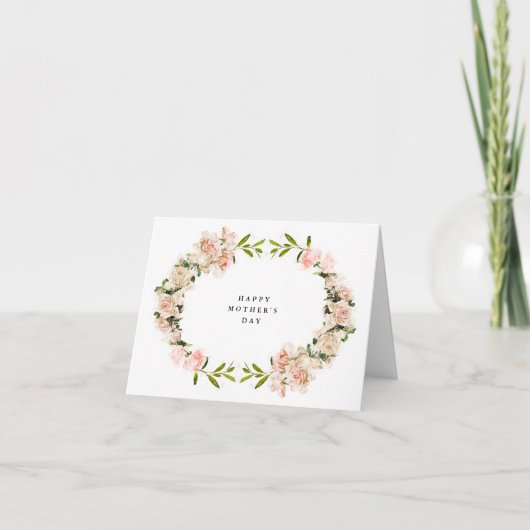 Elegant Engels Roos krans foto Moederdag Kaart (Voorkant)