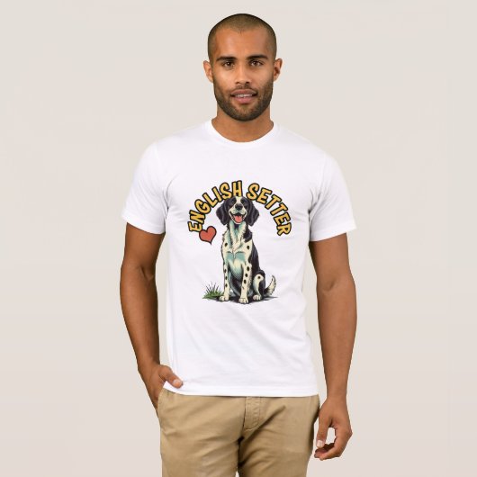 Elegant Engels Setter Portret T-shirt (Voorkant volledig)