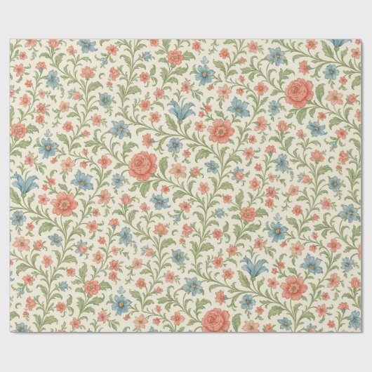 Elegant Engels Shabby Chic Floral Art Pattern Cadeaupapier (Vlak)