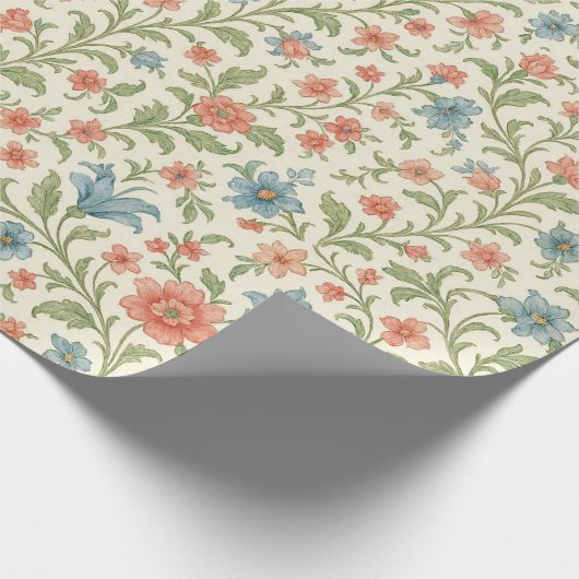 Elegant Engels Shabby Chic Floral Art Pattern Cadeaupapier (Hoek)