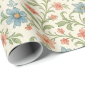 Elegant Engels Shabby Chic Floral Art Pattern Cadeaupapier (Rol Hoek)